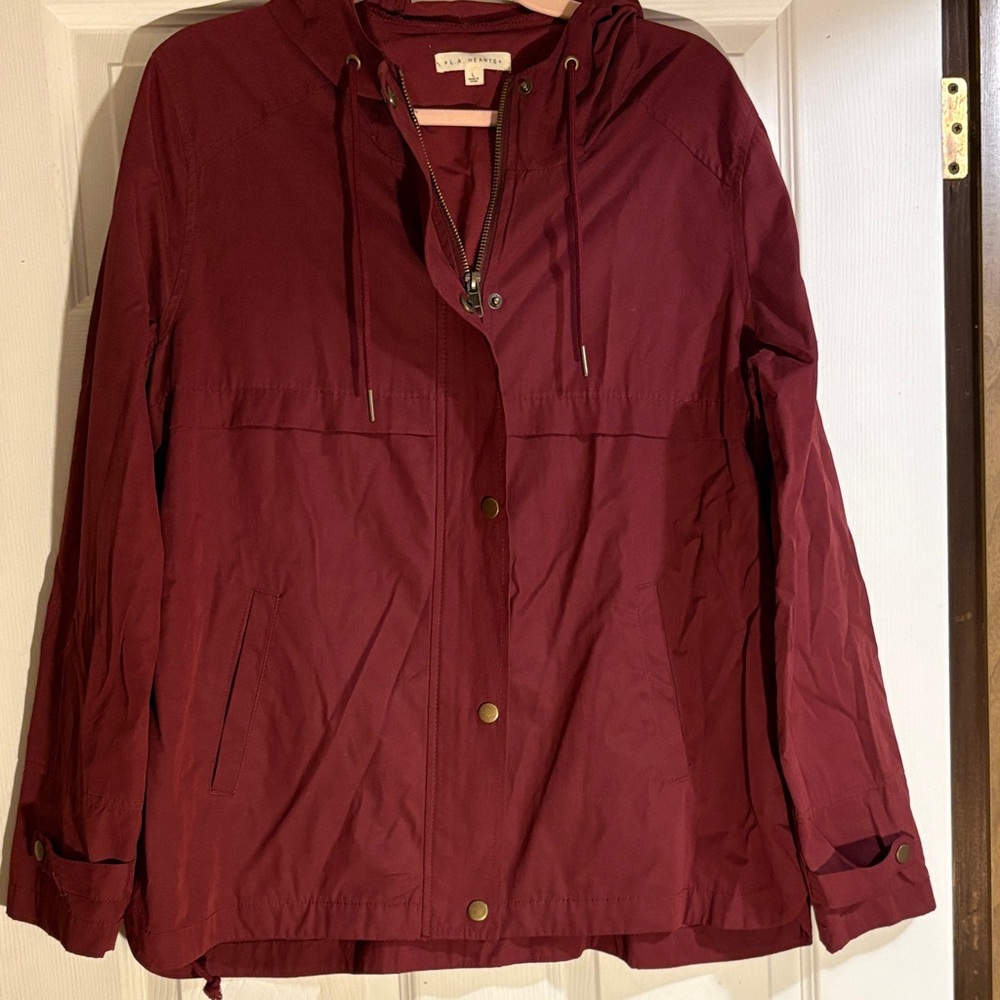 Women's LA HEARTS/ PACSUN Lightweight hooded Burgundy Jacket Large pre-owned.